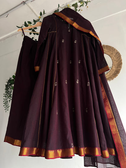 The Dark Rose — Handwoven Narayanpet Kurta Set