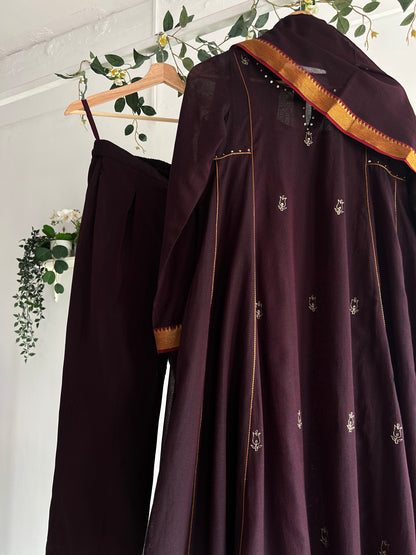 The Dark Rose — Handwoven Narayanpet Kurta Set