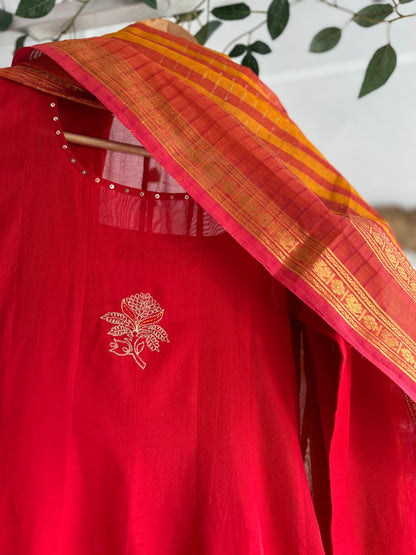 The Red Letter Handwoven Kurta Set for Women by Taram