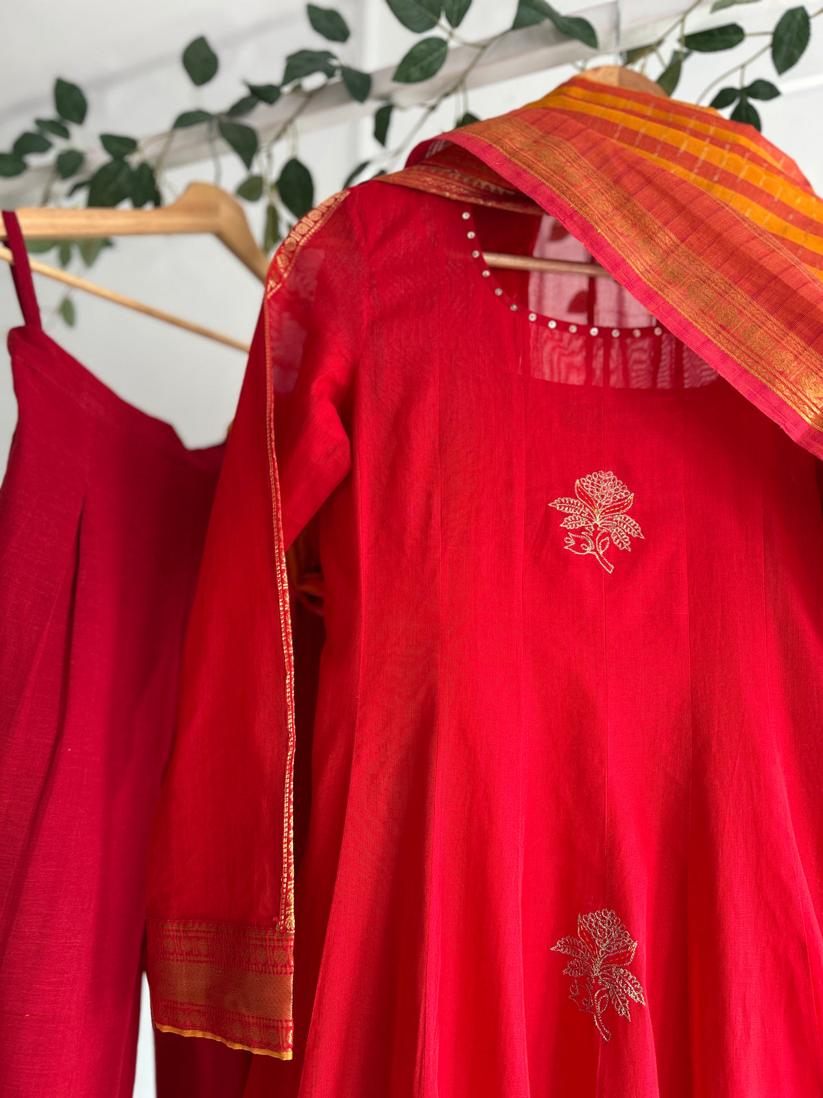 The Red Letter Handwoven Kurta Set for Women by Taram