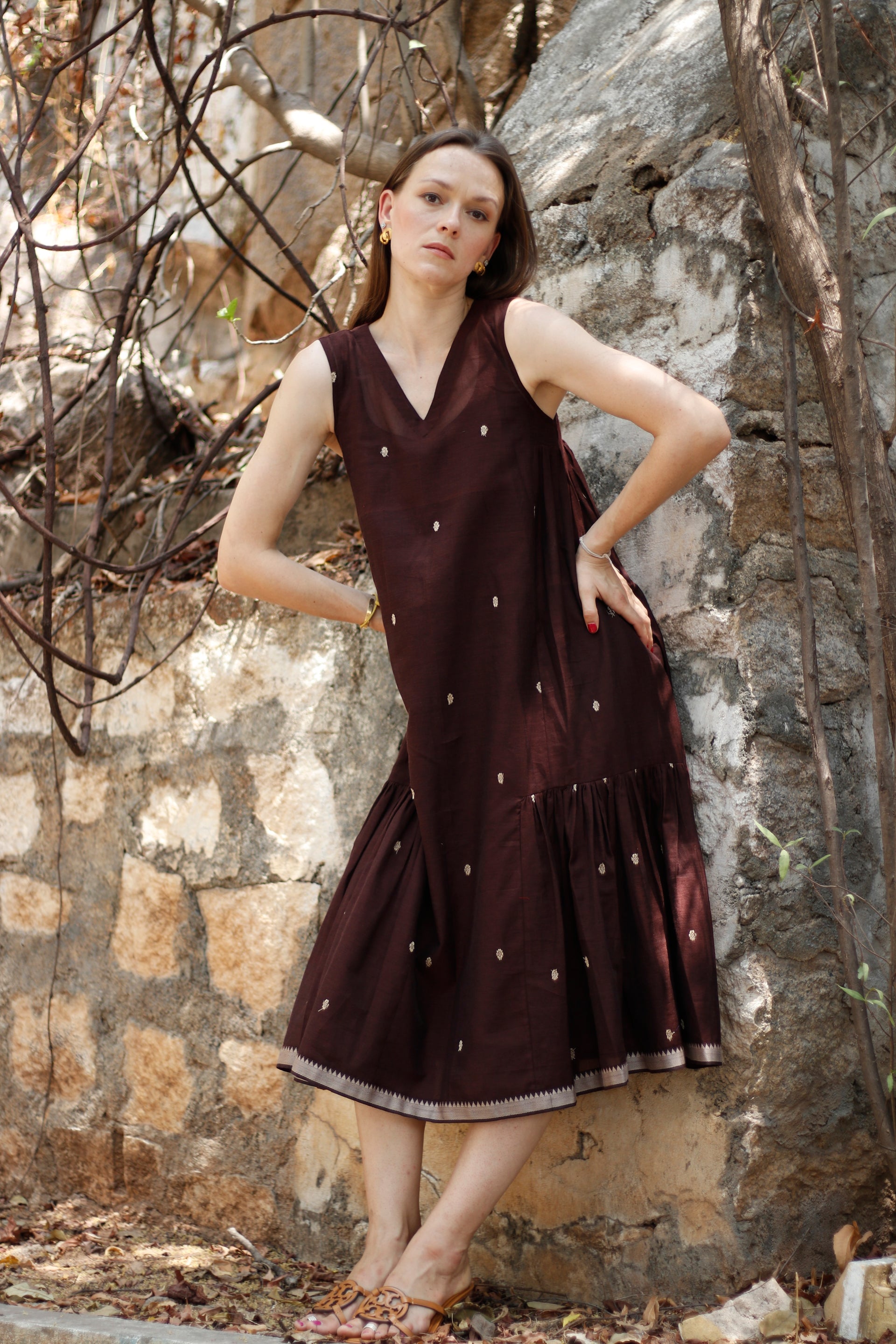handloom cotton dress ADVA DRESS IN HANDLOOM COTTON MUSLIN