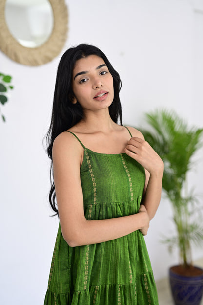 Parrot Green Layered Dress