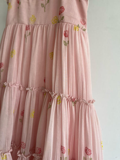 Baby Pink Floral Print Dress
