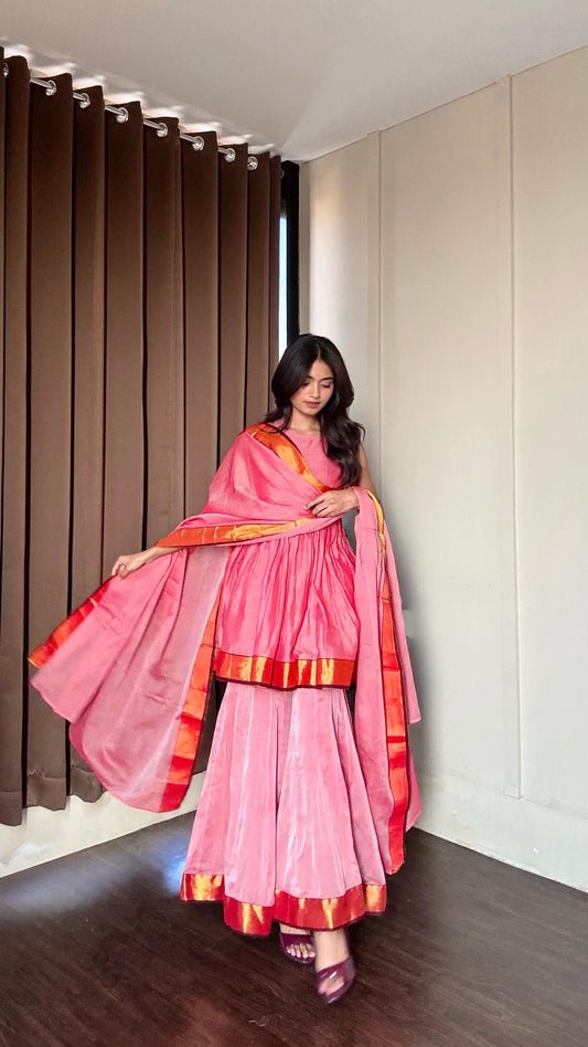 Light Pink Narayanpet Sharara Set