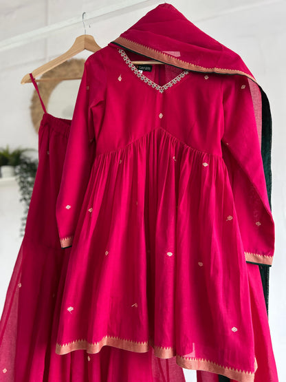 Pink Narayanpet Sharara Set