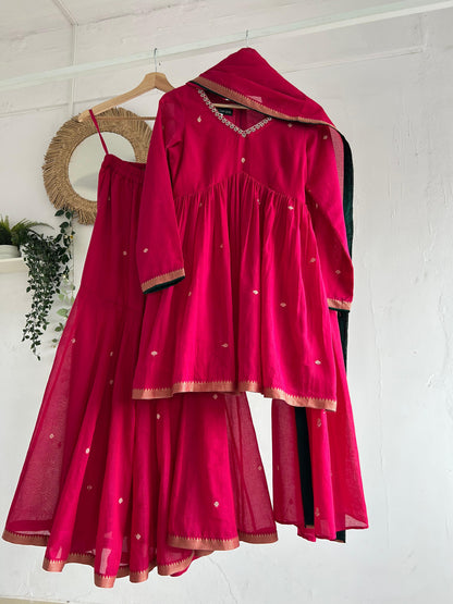 Pink Narayanpet Sharara Set