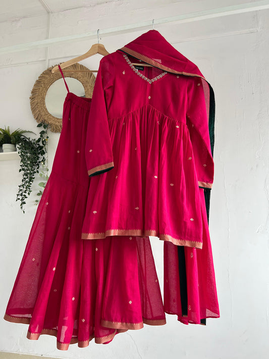 Pink Narayanpet Sharara Set