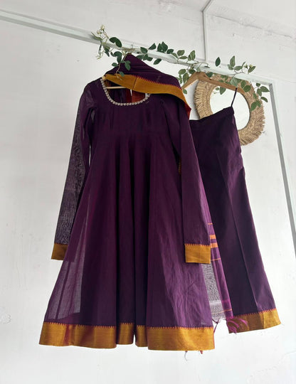 Purple Narayanpet Kurta Set