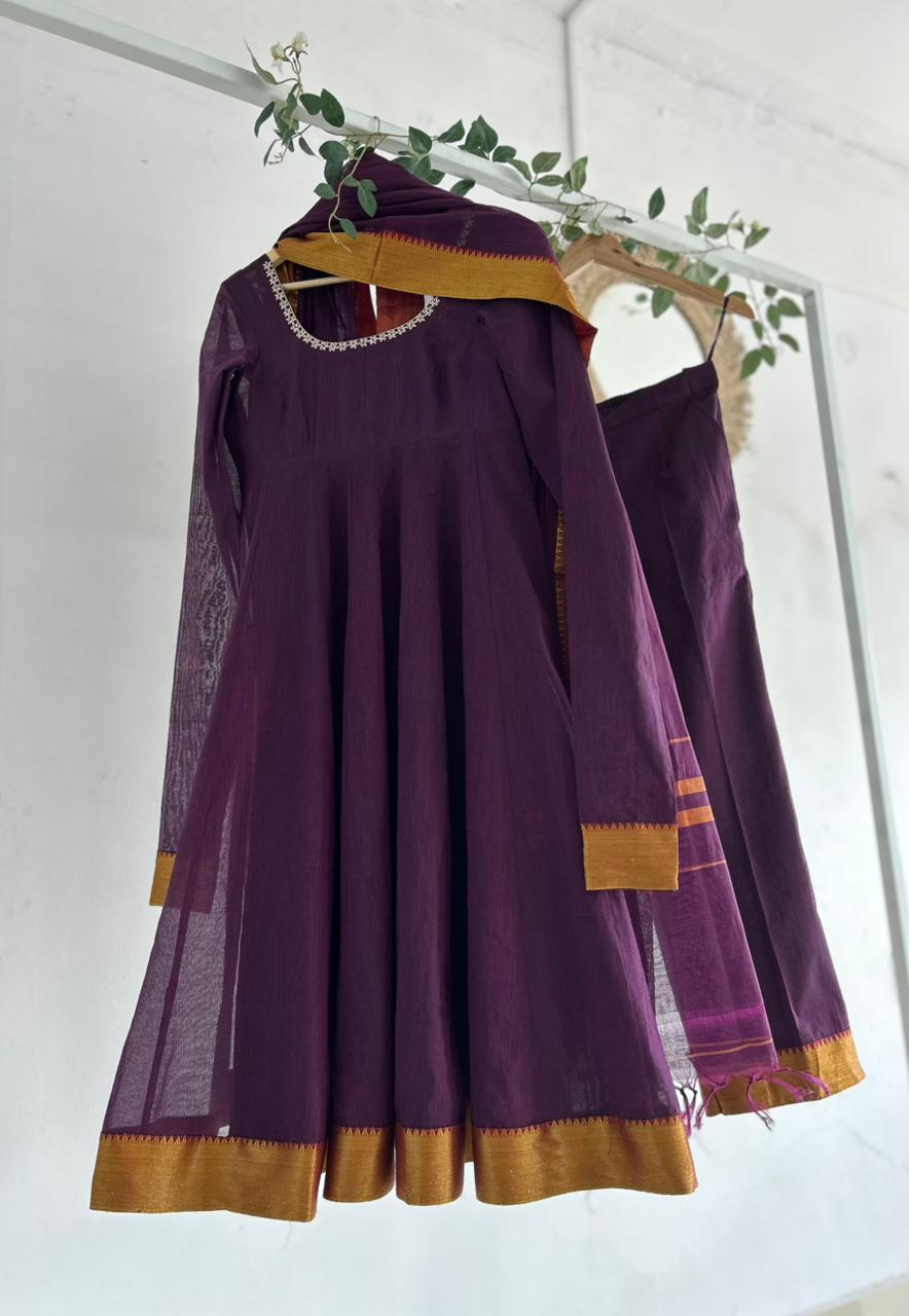 Purple Narayanpet Kurta Set