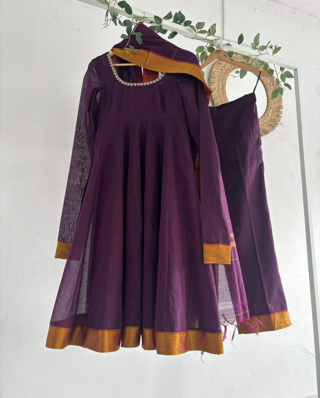 Purple Narayanpet Kurta Set