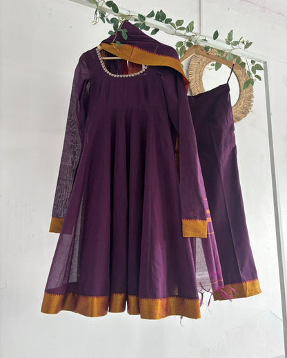 Purple Narayanpet Kurta Set