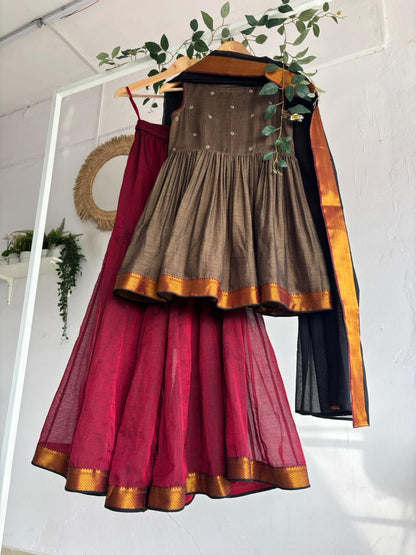 Maroon & Coffee Brown Sharara Set for Women