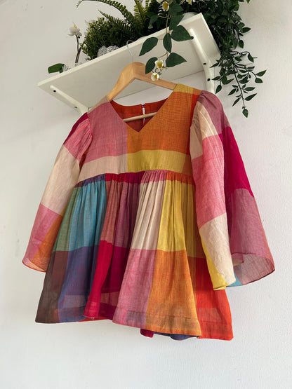 Multicolour handwoven cotton top with relaxed fit – ColourWhirl by Taram