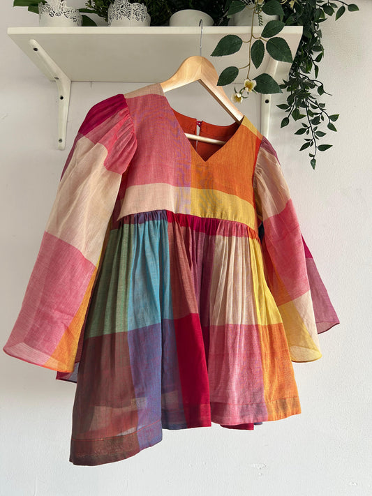 Multicolour handwoven cotton top with relaxed fit – ColourWhirl by Taram