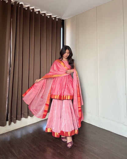 Light Pink Narayanpet Sharara Set